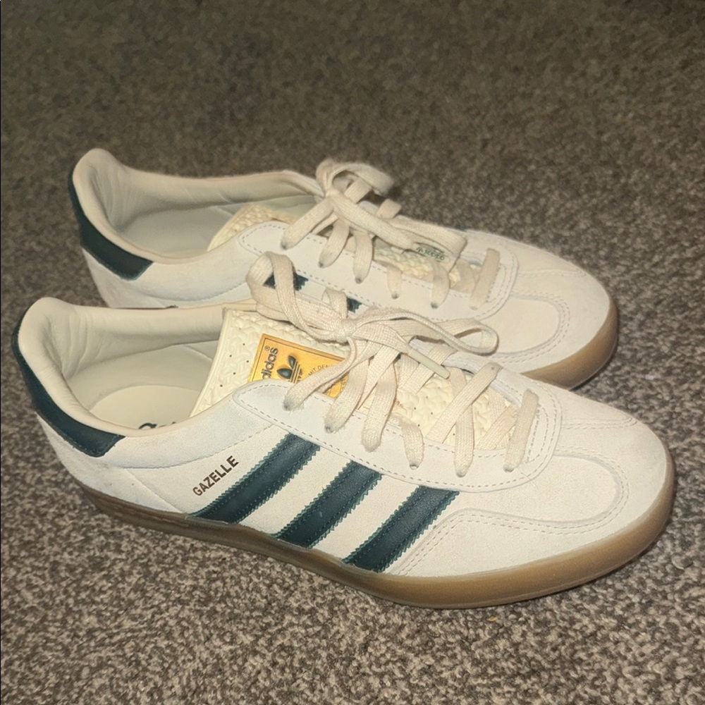 Adidas Gazelle Cream and Green Sneakers